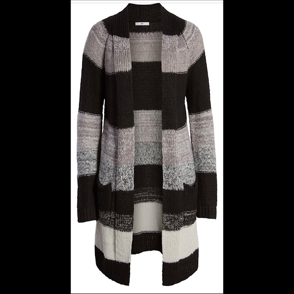 NWT BP Bold Strip Longline Cardigan - Size XS - Black Abbey Stripe